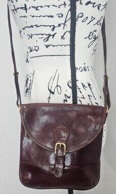 Vintage Brahmin Brown Leather Crossbody Saddle Side Bag